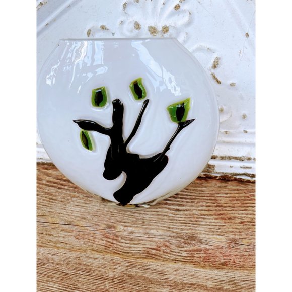 Vintage Fused Glass Modernist Vase with Bonsai Tree - Picture 6 of 9